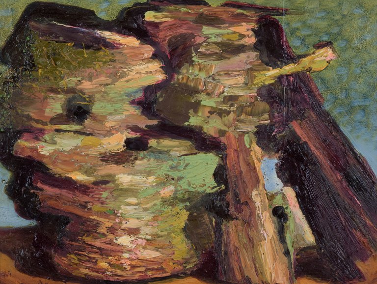 Michael Qvarsebo, born 1945, listed Swedish artist, oil on board. Abstract composition with impasto brushstrokes. Colorful palette.