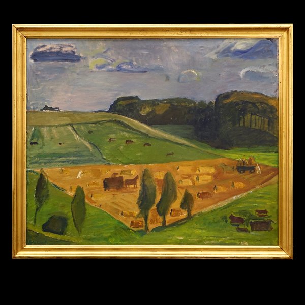 Ebba Carstensen, 1885-1967, oil on canvas. Landscape. Signed and dated 1956. 
Visible size: 95x114cm. With frame: 109x128cm