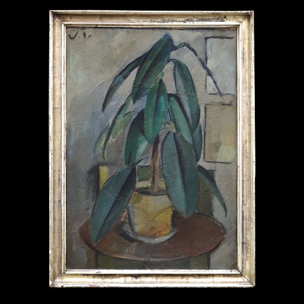 Victor Isbrand, 1897-1988, Öl auf Leinen. Kubistische Komposition, "Gummipflanze". Signiert. Mehrmals ausgestellt und in der Literatur erwähnt. Lichtmasse: 69x48cm. Mit Rahmen: 78x57cm