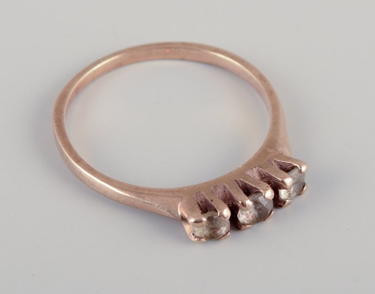 M. P. Christoffersen, Danish goldsmith. Classic gold ring adorned with three semi-precious stones.