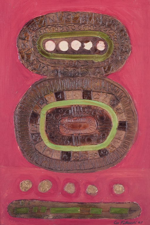 Leopold Falkowski (1913-1994). Listed Polish artist.Oil on panel.Abstract composition.