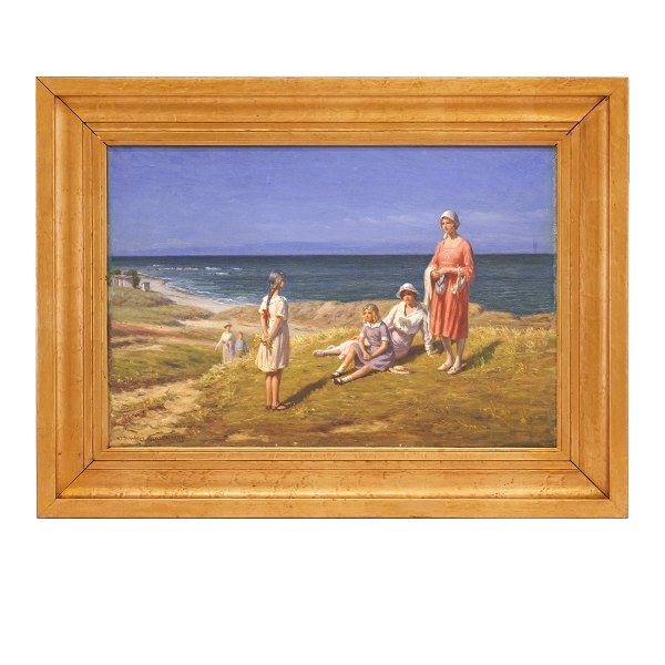 N. F. Schiøttz-Jensen, 1855-1941, Öl auf Leinen: Partie aus Nordwestjütland. Der 
Strand bei Lønstrup. Signiert und datiert 1920. Lichtmasse: 37x55cm. Mit Rahmen: 
54x72cm