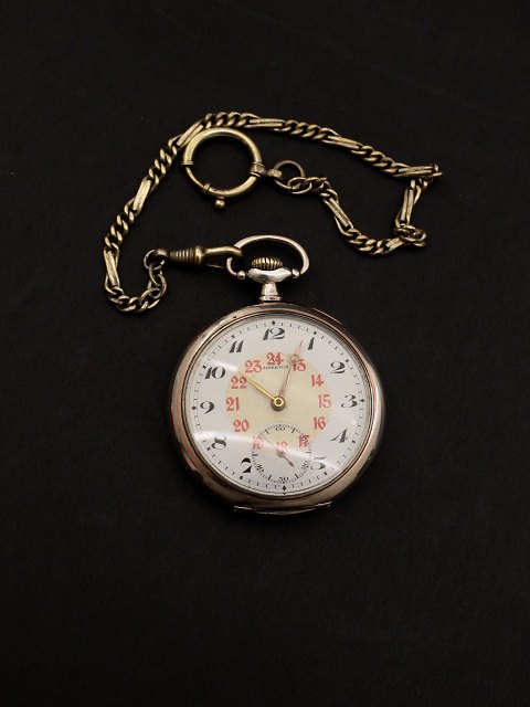 Silver pocket watch with chain