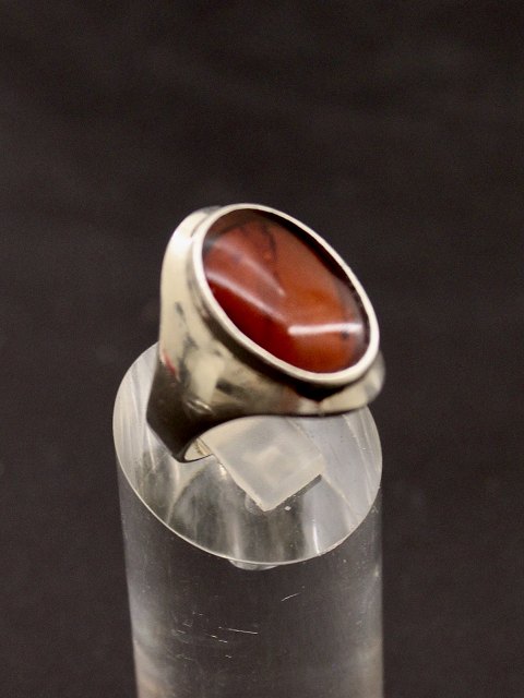 Sterling silver ring with amber