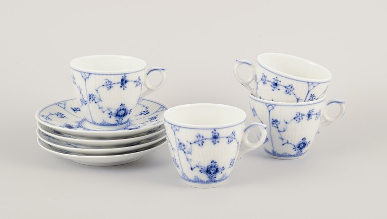 Royal Copenhagen Blue Fluted Plain.
A set of four coffee cups with saucers.