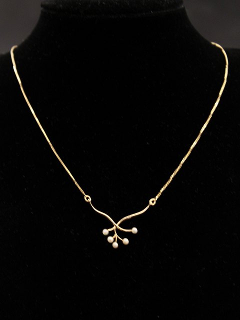 14 karat guld halskæde med perler