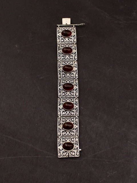 Sterling sølv filigran armlænke med rav