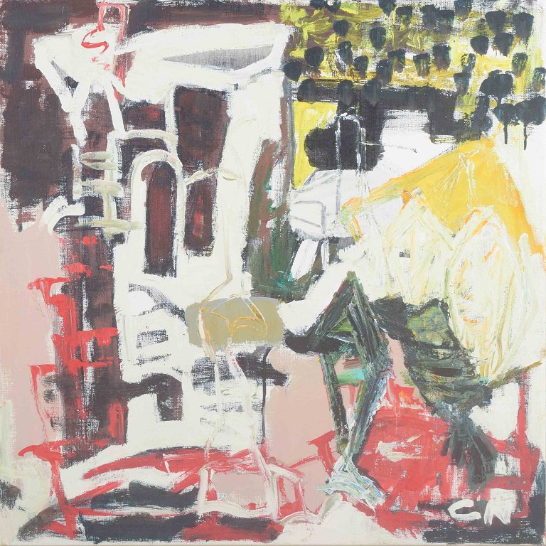 Christel Maria Nolle (f. 1944)
“Landskab”. 1995.
Olie på lærred.