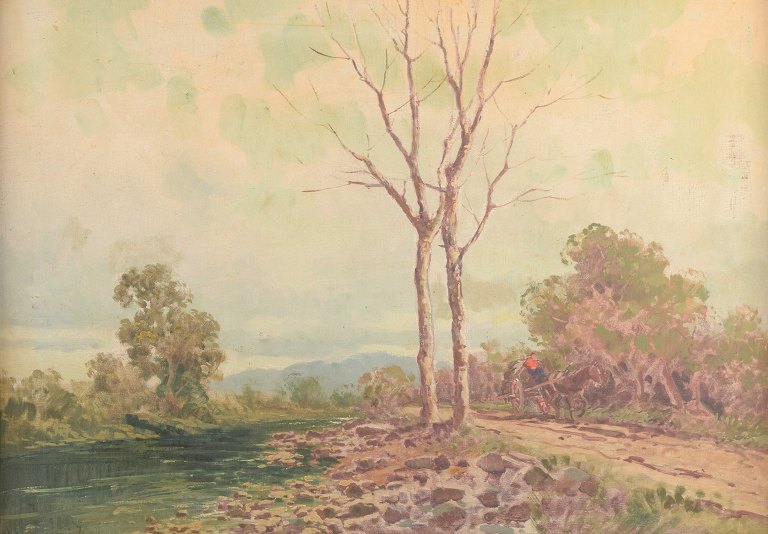 Ilio Giannaccini (1897-1968)
Landskab med vej og vogndriver.