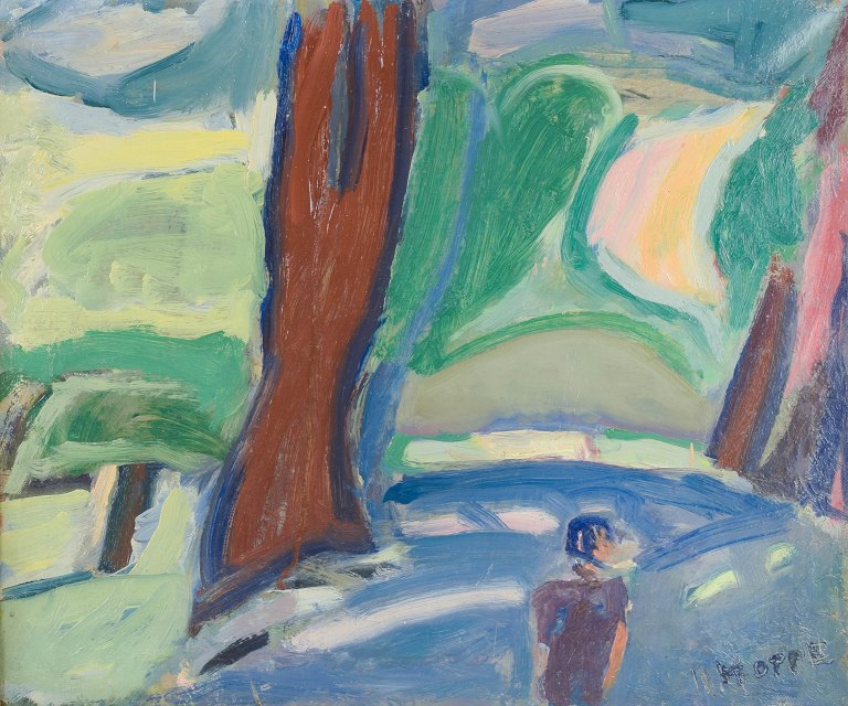 Erik Hoppe (1896–1968)
Parti fra Søndermarken.
Olie på lærred. Ca. 1930’erne.