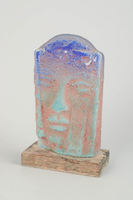 Björn EkegrenUnique glass sculpture on wooden base, 1980s.