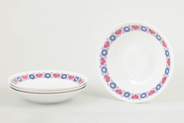 Marianne Westman for Rörstrand.Set of 4 soup plates, Silja model, 1960s.