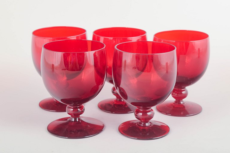 Monica Bratt for   Reijmyre Glasbruk5 rødvinsglas, 1950’erne.