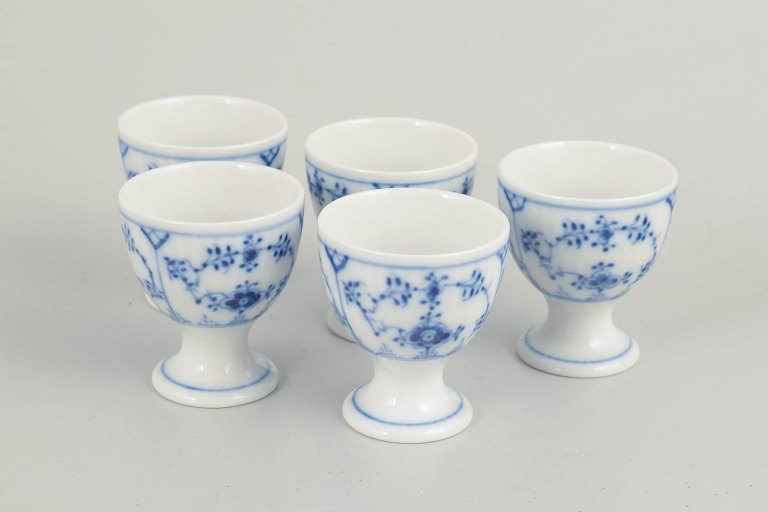Royal Copenhagen, set of 5 egg cups, Blue Fluted Plain.