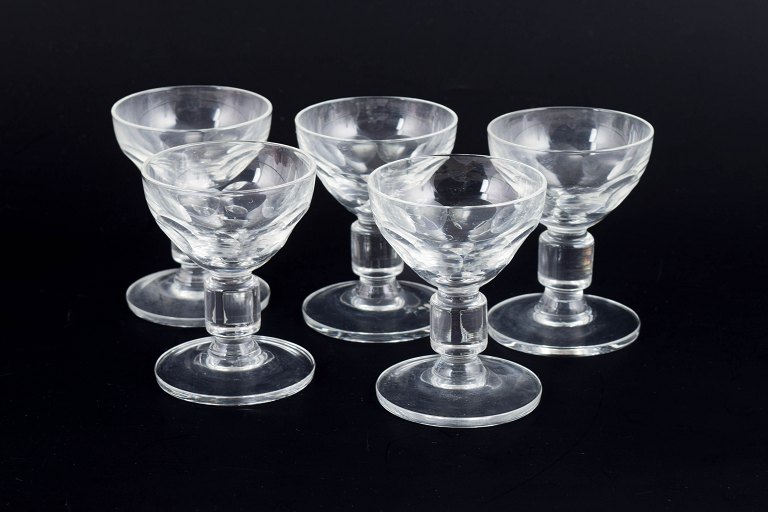 Set of 5 faceted schnapps glasses.