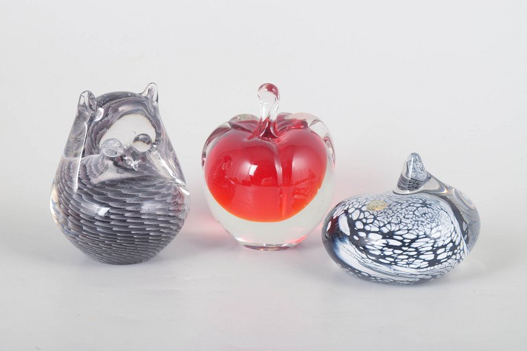 Sæt af tre glasskulpturer fra FM Konstglas, Sverige.