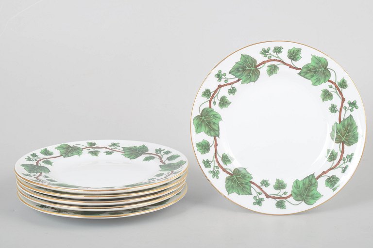 Staffordshire England, sæt af seks kagetallerkener "Ivy Leaves".