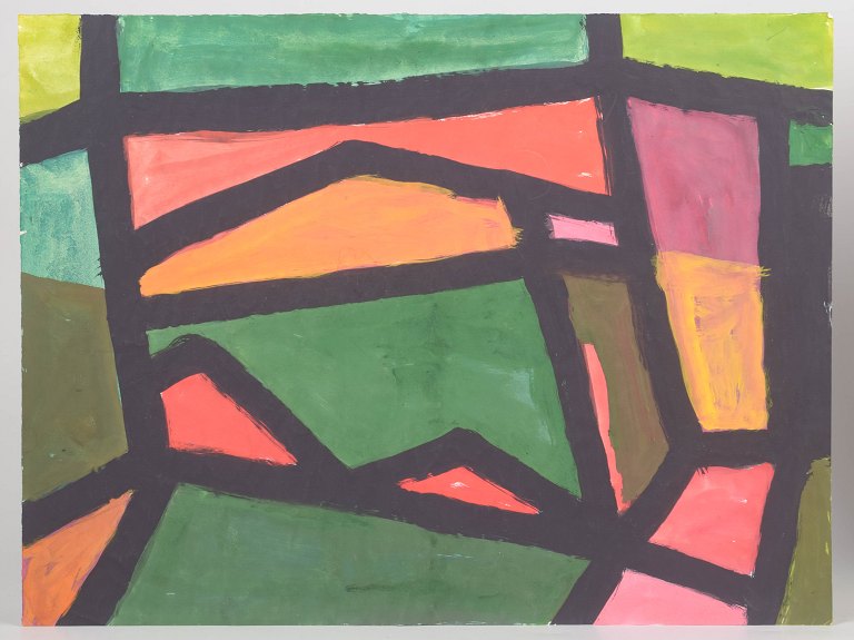 Fritz Keller, abstrakt oliemaleri på papir, listet tysk billedkunstner.