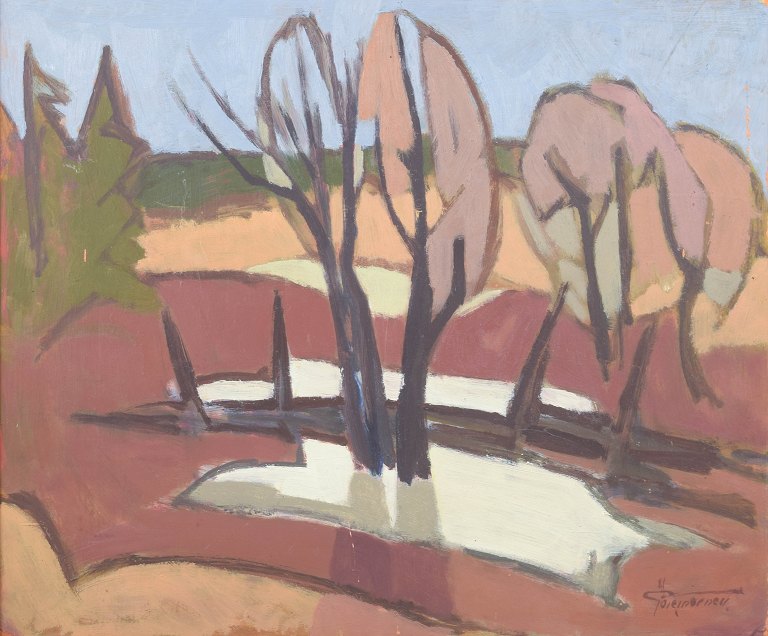 Svensk kunstner, olie på plade, 1960/70’erne.