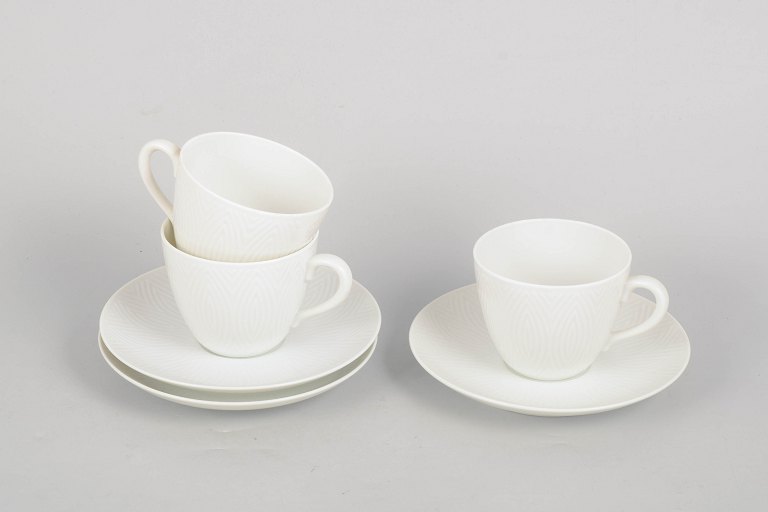 Royal Copenhagen, set of three "Salto" coffee cups with saucers.