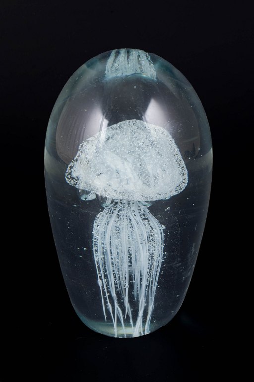 Scandinavian art glass sculpture with jellyfish.