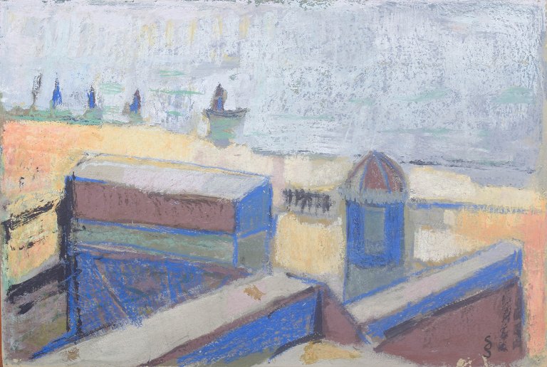 Stig Södersten, oil on board, listed Swedish artist.